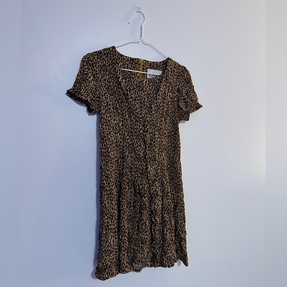 vintage y2k cheetah print front button midi dress size small - Picture 2 of 4